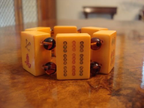 1930's vintage bakelite mah jong bracelet made from mah jong playing tiles
