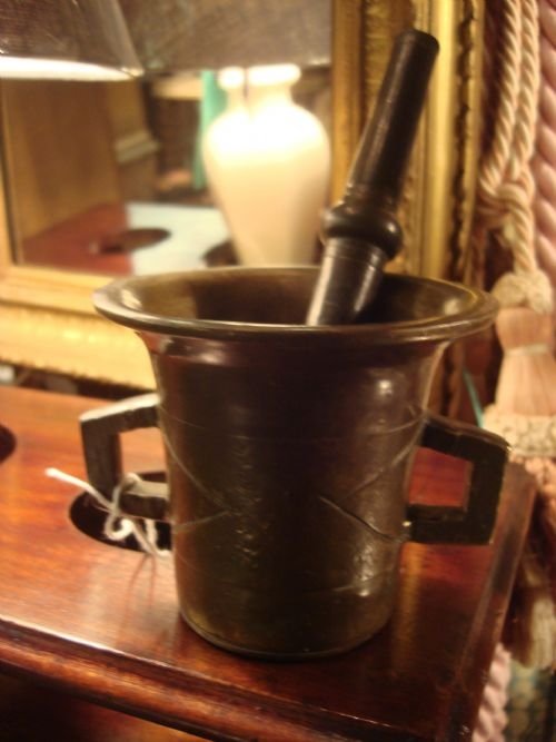 19th century bronze mortar and pestle