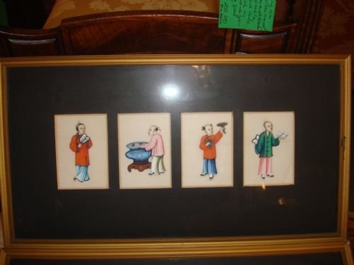 19thc chinese school framed watercolour figure studies