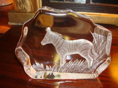 19591975 vintage signed swedish kosta crystal glass zebra figure