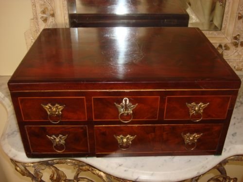 19th century georgian walnut and mahogany antique paint box